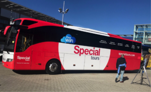 Special Tours coach equipped with a free Wi-Fi system for the passenger.